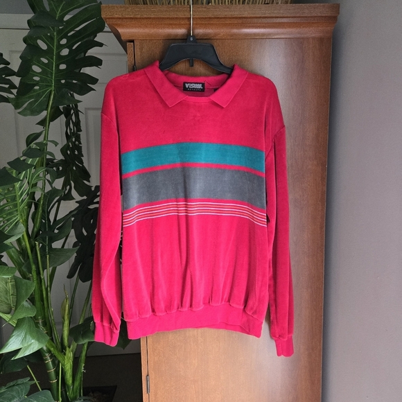 Vintage Red Sweater with Stripes - Picture 1 of 5